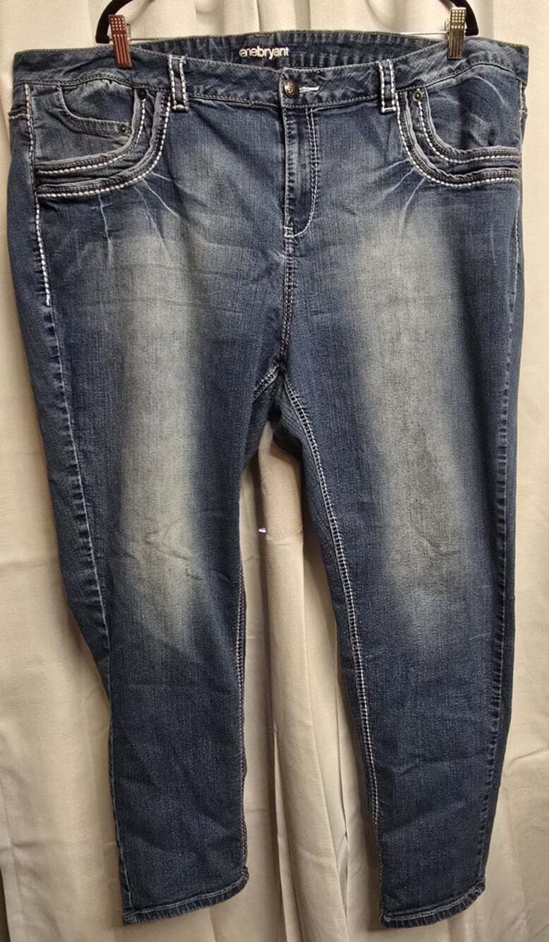 Lane Bryant Women’s Plus Size 28 Jeans Distressed Thick Stitch Stretch